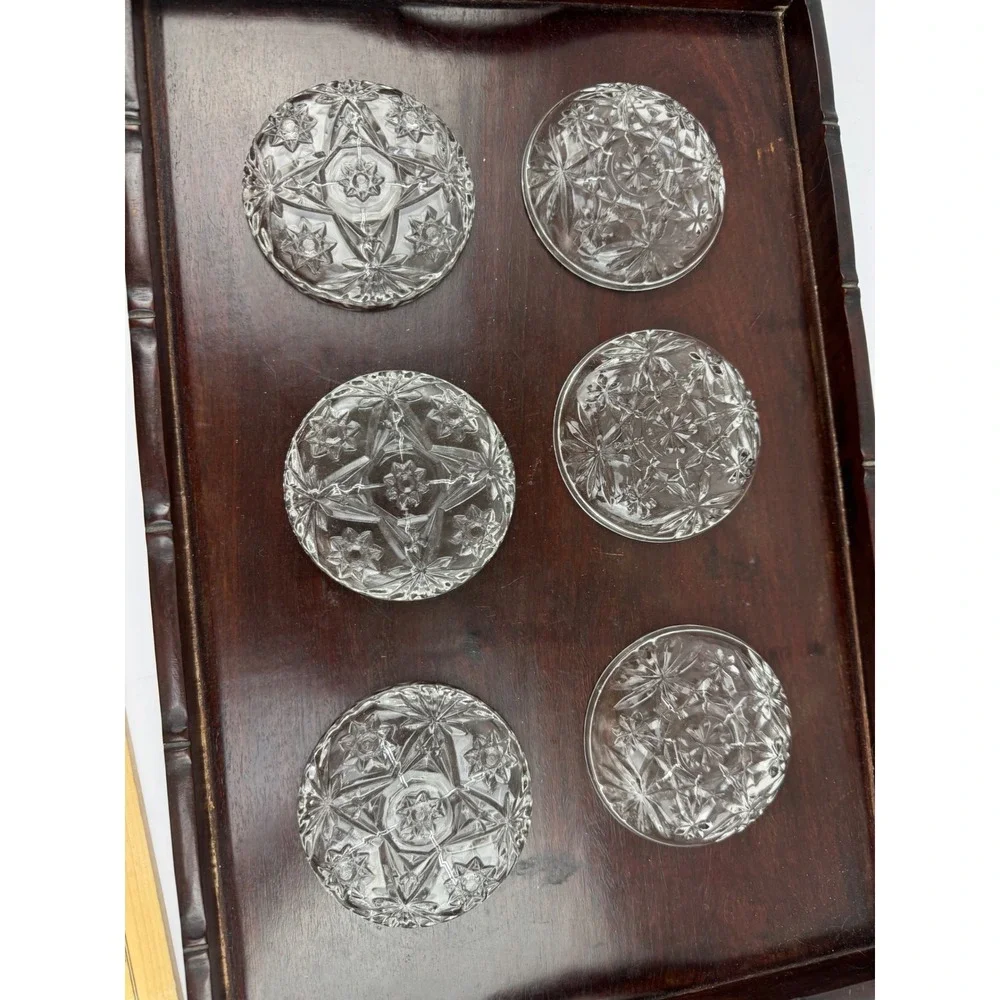 VTG Anchor Hocking Glass Coasters Mixed Set 3 EAPC Star of David 3 Stars & Bars